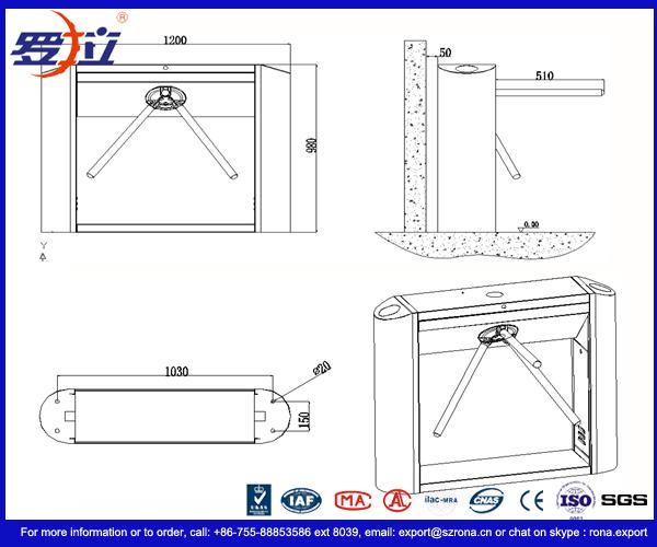 304ステンレス鋼のID/ICのアクセス管理の三脚の回転木戸のゲート